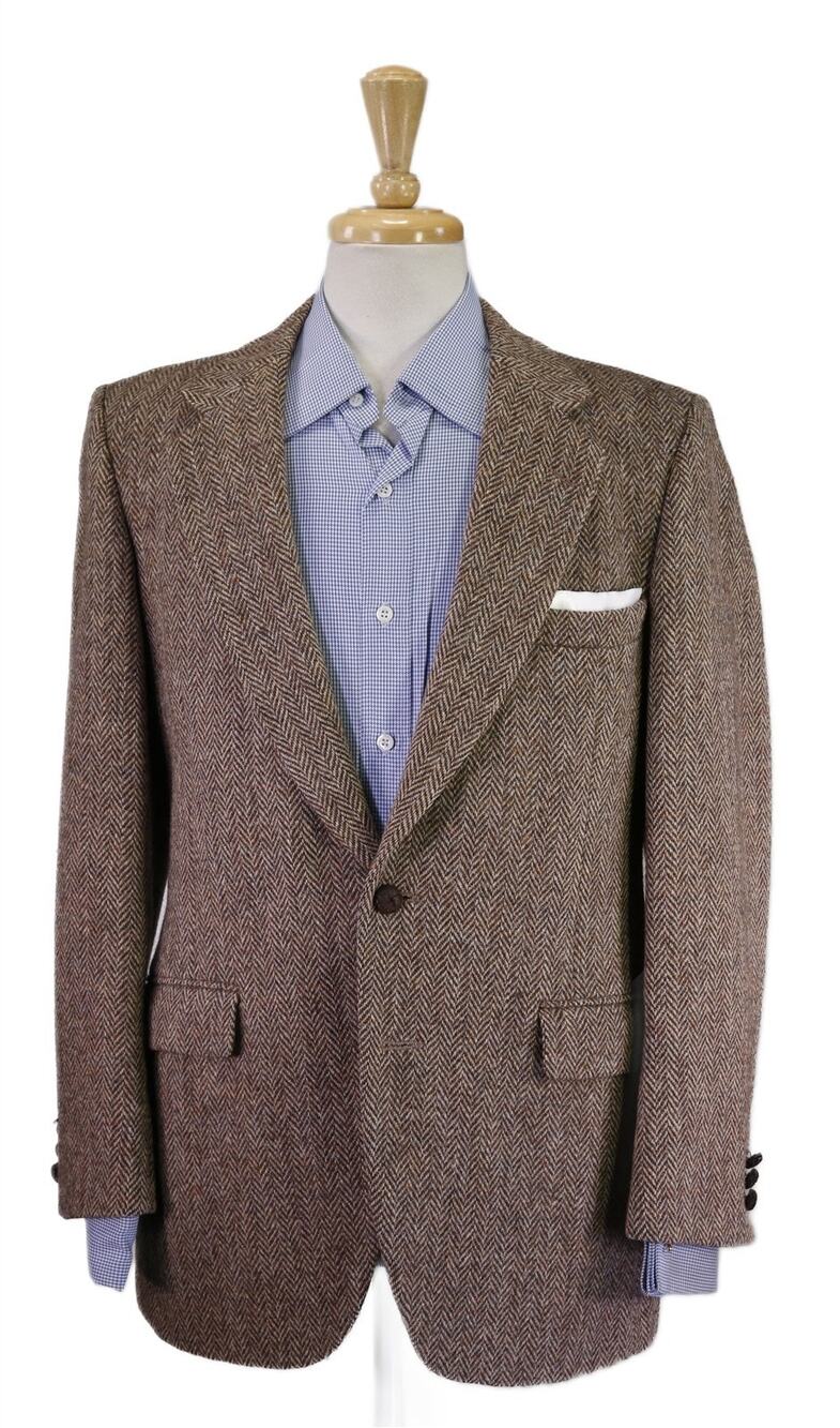 Harris Tweed Brown Herringbone Tweed 2-Btn Wool Blazer Jacket 38R